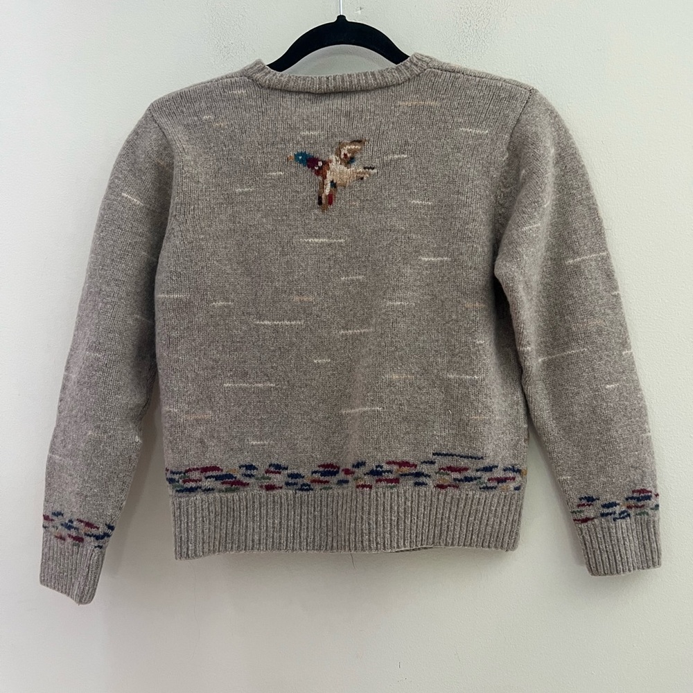 Lauren Ralph Lauren Taupe & Multicolor Embroidered Duck Cardigan - Picture 9 of 11